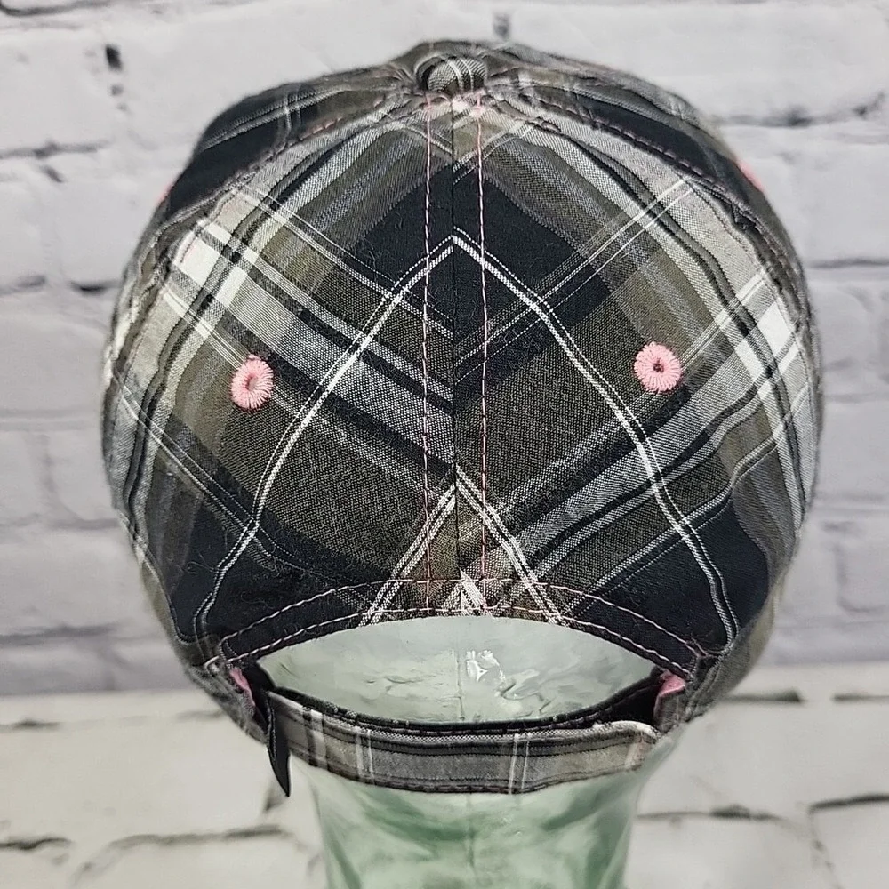 Duck Dynasty Hat Ladies Fit One Size Plaid Distressed Adjustable Ball‎ Cap